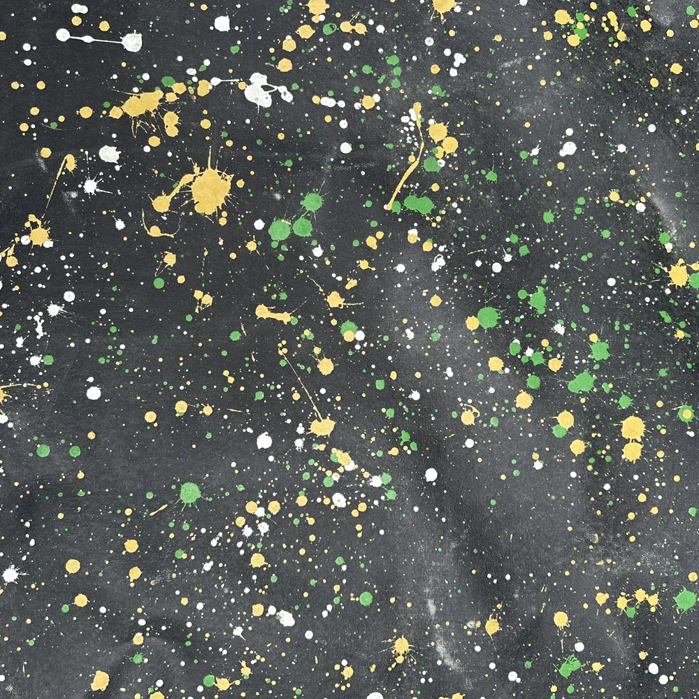 5' 7.5" x 9' Black Point Mercantile Splatter Painted Canvas Mat #26A