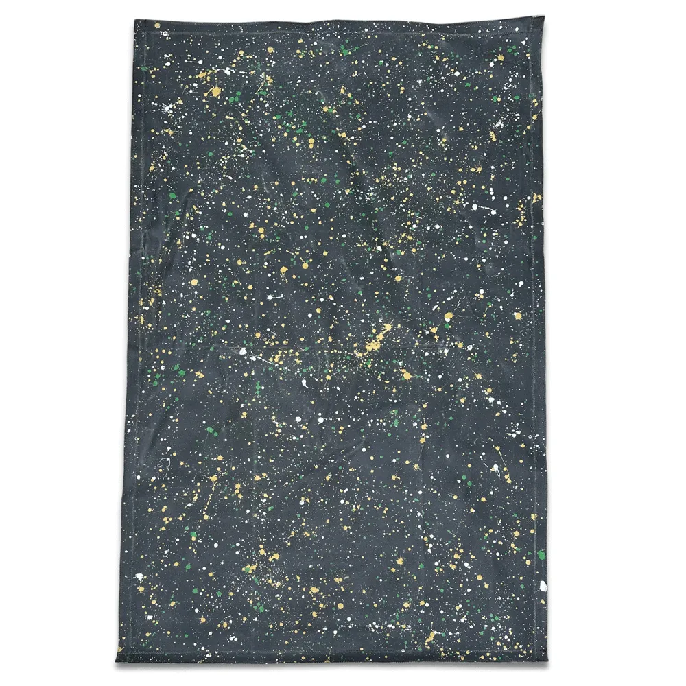 5' 7.5" x 9' Black Point Mercantile Splatter Painted Canvas Mat #26A