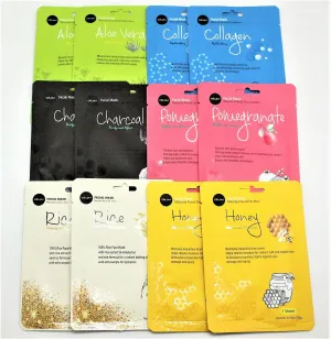 celavi Essence Facial Face Mask Paper Sheet Korea Skin Care Moisturizing 12 Pack (Mix - 2 of Each)