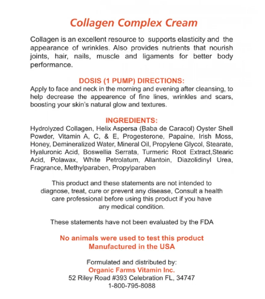 Collagen Hydrolyzed - Perfect Skin - Net Wt. 4oz./ 85.5g Body Cream/Transdermal Use Only - Nourishes and Revitalizes Your Body - 100% Natural Improved Formula.