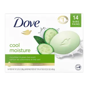 Dove Beauty Bar More Moisturizing Than Bar Soap for Softer Skin, Fragrance-Free, Hypoallergenic Beauty Bar Sensitive Skin With Gentle Cleanser 3.75 oz, 14 Bars