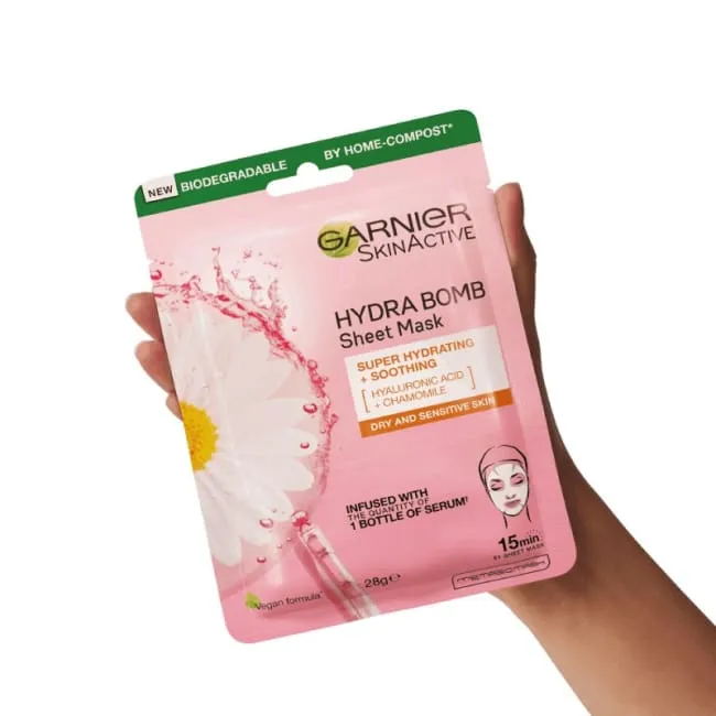 Garnier Skin Active Hydra Bomb Hyaluronic Acid Chamomile Soothing Sheet Mask